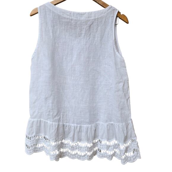 Valentina Naldi Sleeveless White Lace Linen Blouse Womens Large - Picture 2 of 7